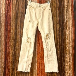 BDG high rise cowboy jeans in off white/beige